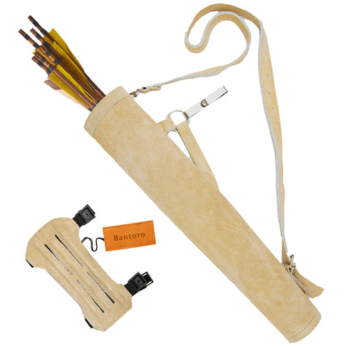 Beige leather archery - leather, quiver